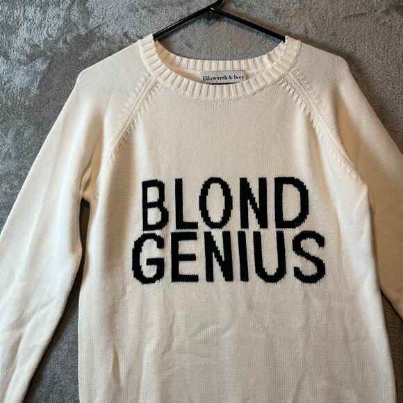 Ellsworth &‎ Ivey Blond Genius Crew Neck Sweater Cream Small Nantucket Preppy - Picture 2 of 5